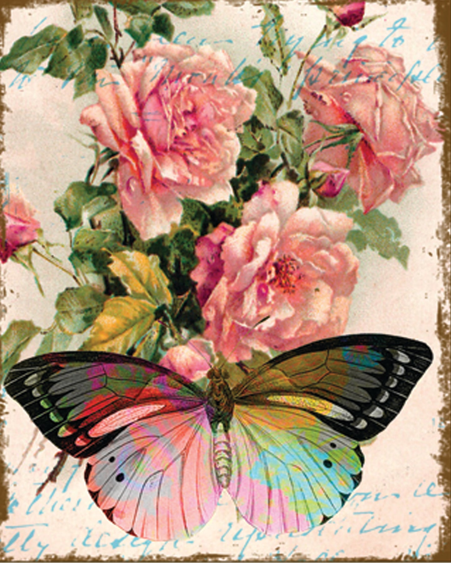 Butterfly and Roses 8x10" Print for Decoupage #BFA2 (Copy)